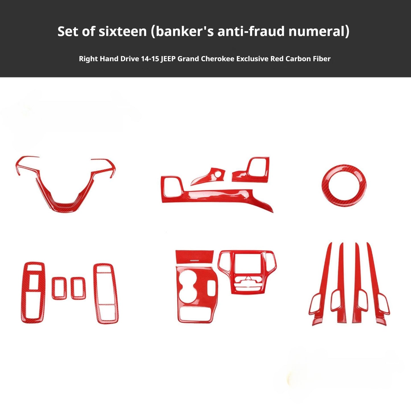 RHD 2014-2015 Grand Cherokee Carbon Fiber Texture Interior Trim Kit for Front Door Panels