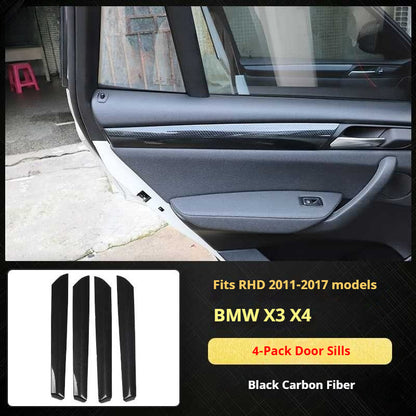 RHD 11-16 BMW X3 F25/X4 F26 Interior Modification Carbon Fiber Pattern Gear Shift Knob Frame Door Panel Trim