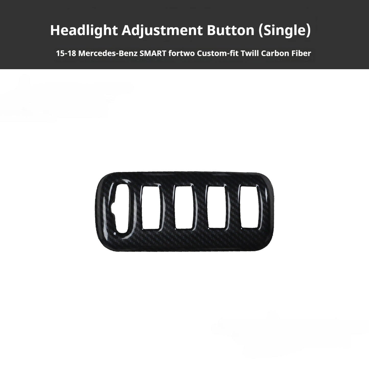 RHD 2015-2018 Smart Exclusive Interior Modification Carbon Fiber Gloss Black Painted Gear Shift Knob Trim Cover