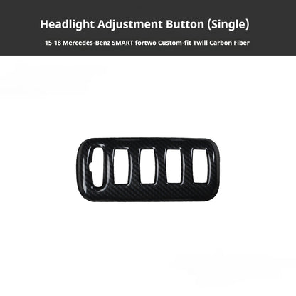 RHD 2015-2018 Smart Exclusive Interior Modification Carbon Fiber Gloss Black Painted Gear Shift Knob Trim Cover