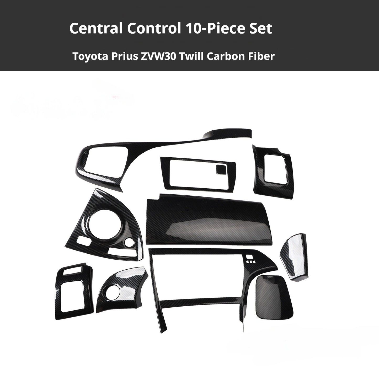 RHD Prius ZVW30 Peach Wood Carbon Fiber Pattern Dashboard, Instrument Panel, Steering Wheel, and Gear Shift Knob Interior Trim Decals