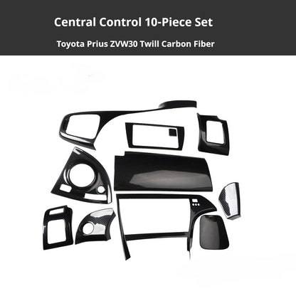 RHD Prius ZVW30 Peach Wood Carbon Fiber Pattern Dashboard, Instrument Panel, Steering Wheel, and Gear Shift Knob Interior Trim Decals