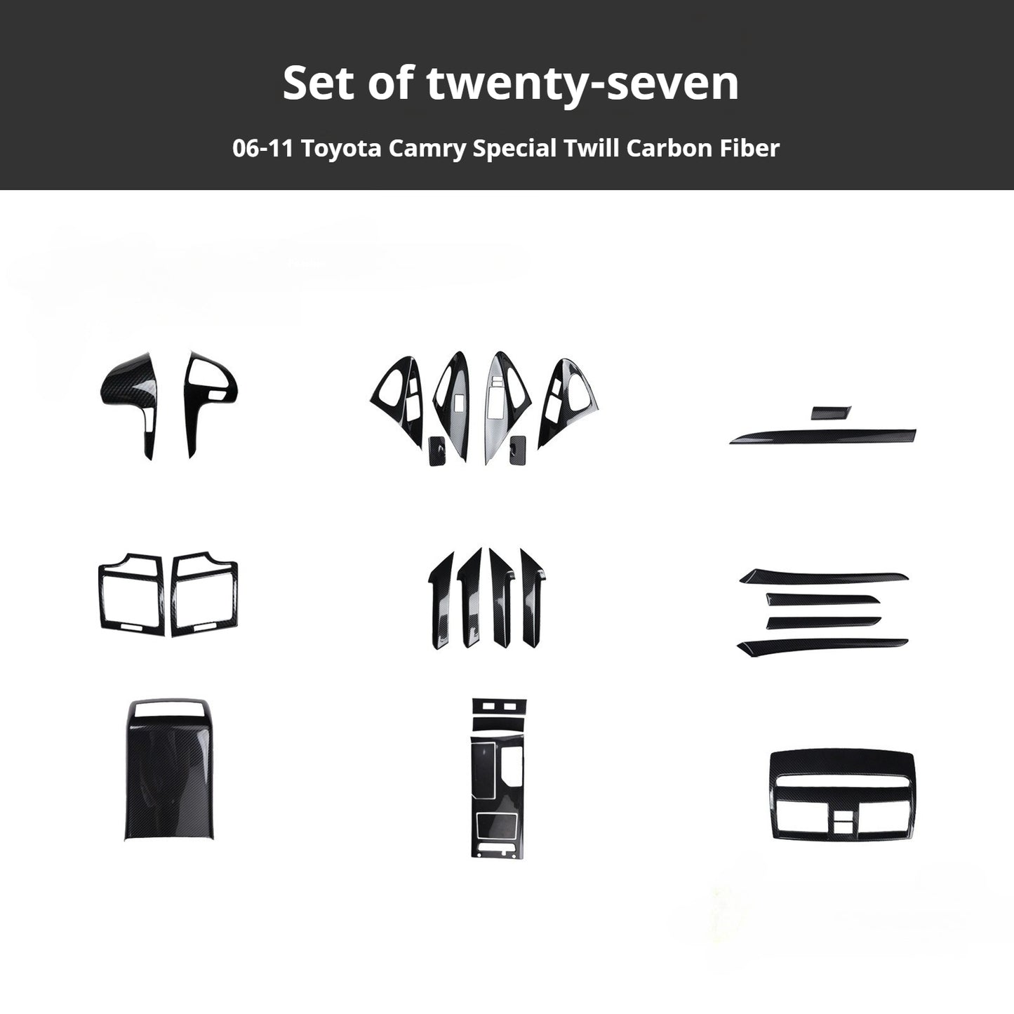 RHD 2006-2011 6th Generation Camry Interior Modification Peach Wood Carbon Fiber Pattern Air Vent Trim