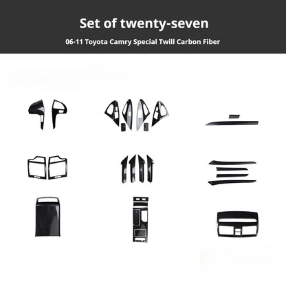 RHD 2006-2011 6th Generation Camry Interior Modification Peach Wood Carbon Fiber Pattern Air Vent Trim