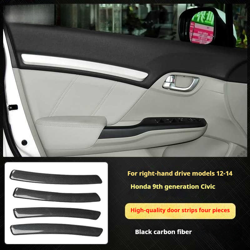 RHD 12-15 9th Gen Civic Interior Modification Peach Wood Carbon Fiber Pattern Center Console Trim