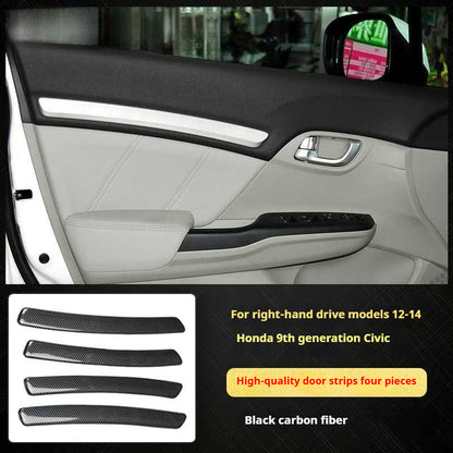 RHD 12-15 9th Gen Civic Interior Modification Peach Wood Carbon Fiber Pattern Center Console Trim