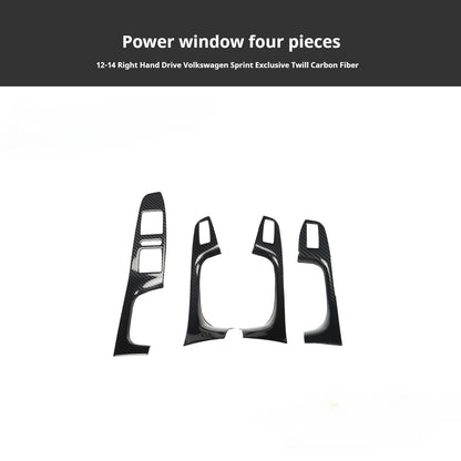 RHD 12-14 Right-Hand Drive Jetta Interior Modification Carbon Fiber Pattern Power Window Handles with Rosewood Trim