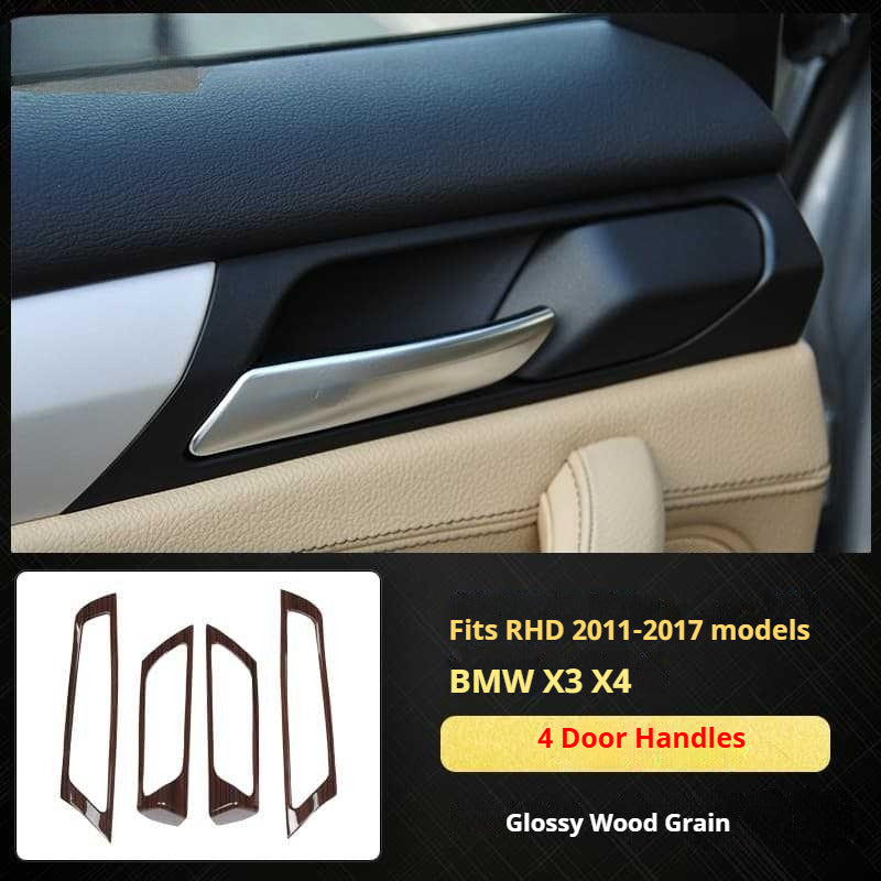 RHD 11-16 BMW X3 F25/X4 F26 Interior Modification Carbon Fiber Pattern Gear Shift Knob Frame Door Panel Trim