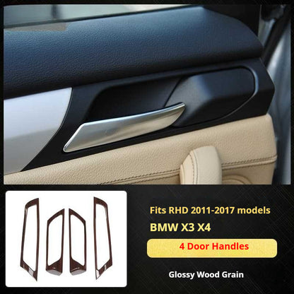 RHD 11-16 BMW X3 F25/X4 F26 Interior Modification Carbon Fiber Pattern Gear Shift Knob Frame Door Panel Trim