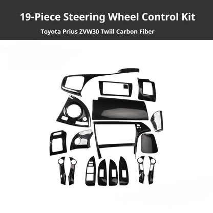 RHD Prius ZVW30 Peach Wood Carbon Fiber Pattern Dashboard, Instrument Panel, Steering Wheel, and Gear Shift Knob Interior Trim Decals