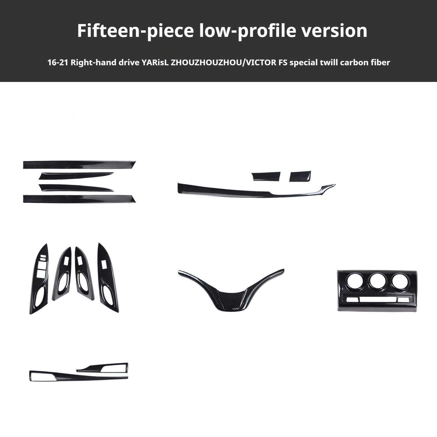 RHD 16-21 Toyota Vitz/Yaris Interior Modification Carbon Fiber Pattern Window Switch Panel Trim