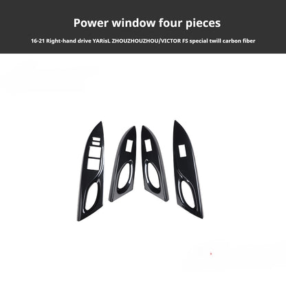 RHD 16-21 Toyota Vitz/Yaris Interior Modification Carbon Fiber Pattern Window Switch Panel Trim