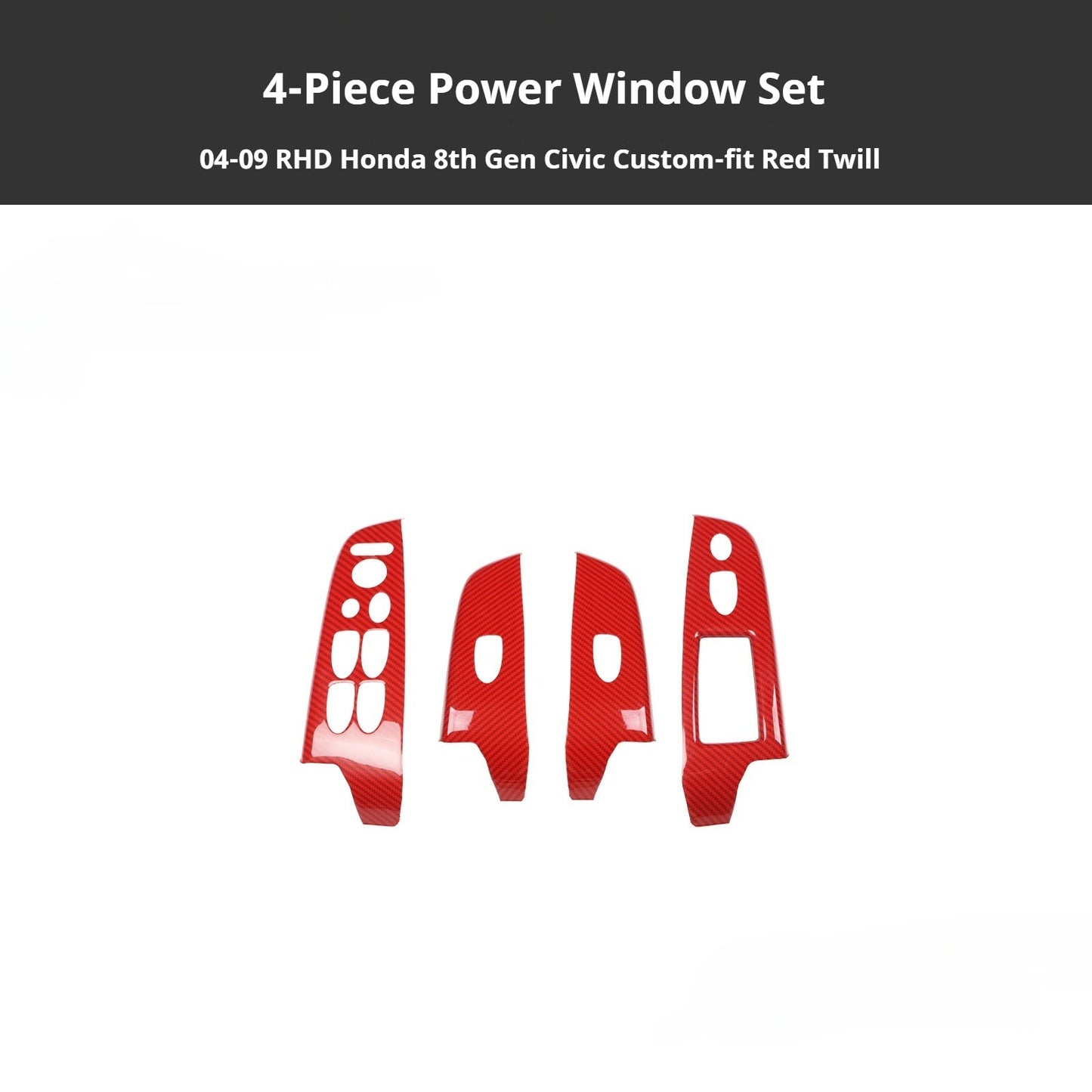 RHD 2004-2011 8th Generation Civic Carbon Fiber and Rosewood Window Lift Panel Interior Trim Decal