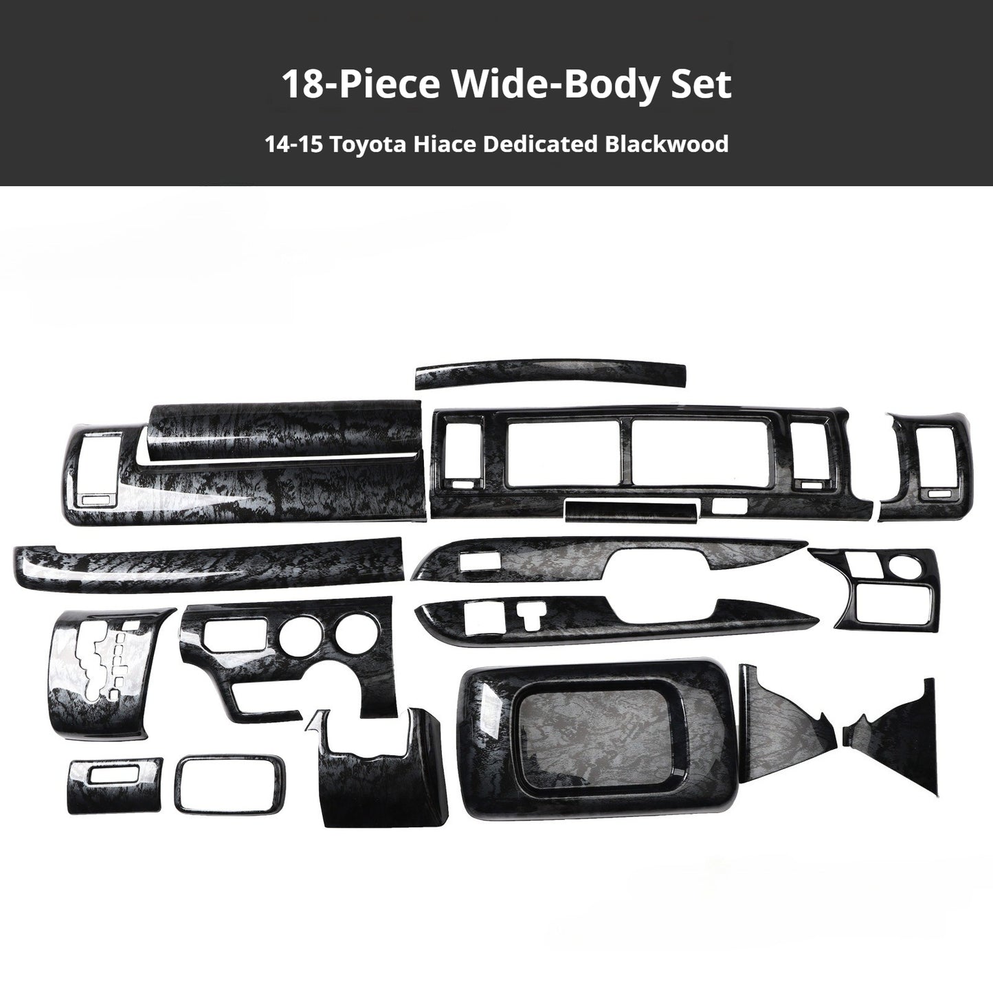 RHD 2014-2015 Toyota Hiace 200 Series Interior Modification Carbon Fiber Pattern Dashboard, Air Conditioning, and Gear Shift Trim
