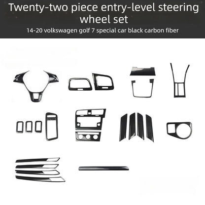 RHD 14-20 Golf 7 Carbon Fiber Trim Kit: Center Console, Gear Shift, Cup Holder Frame, Headlight Switch, Interior Trim