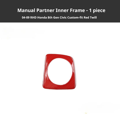 RHD 2004-2011 8th Generation Civic Carbon Fiber and Rosewood Window Lift Panel Interior Trim Decal