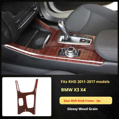 RHD 11-16 BMW X3 F25/X4 F26 Interior Modification Carbon Fiber Pattern Gear Shift Knob Frame Door Panel Trim