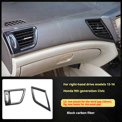 RHD 12-15 9th Gen Civic Interior Modification Peach Wood Carbon Fiber Pattern Center Console Trim
