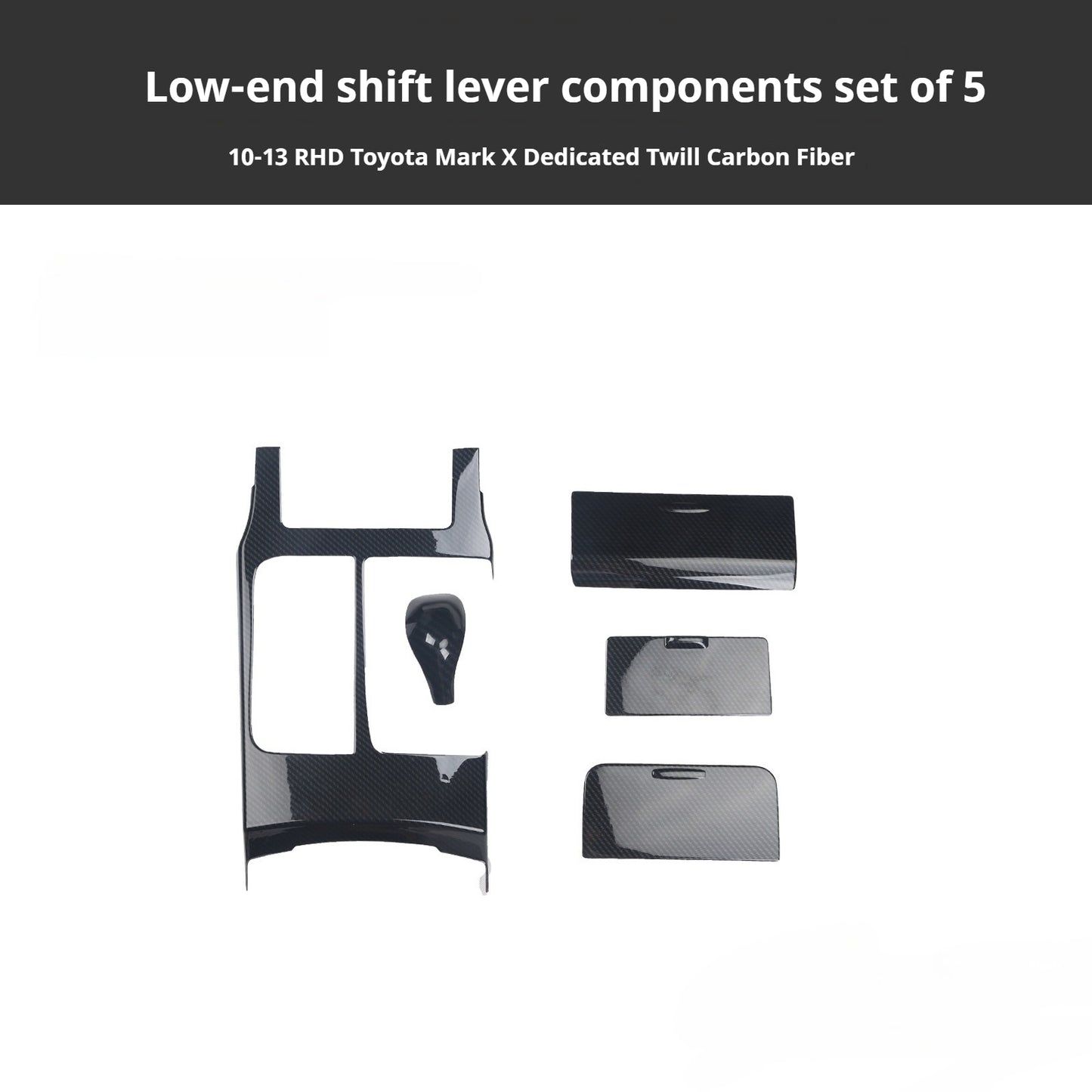 RHD 2010-2017 Reiz Carbon Fiber Gloss Black Steering Wheel Inner Grab Handle Interior Modification Kit