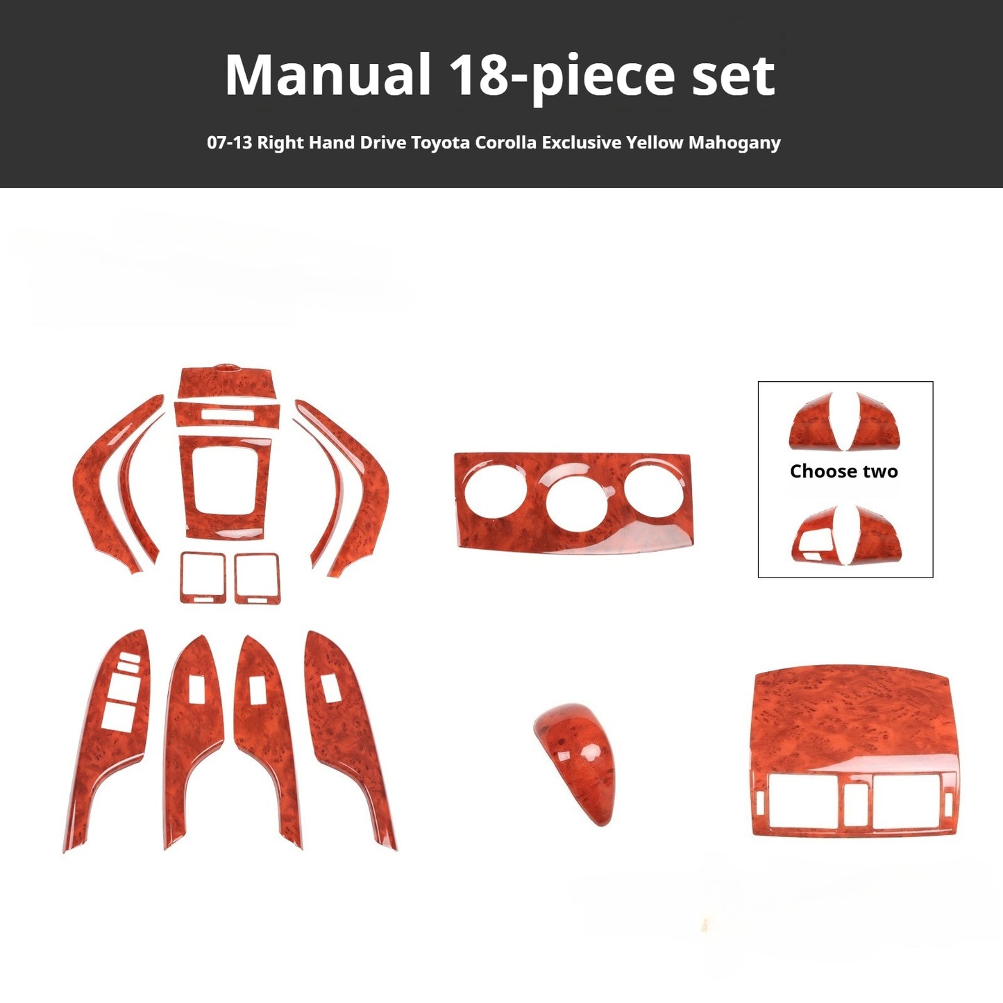 RHD 2007-2013 Toyota Corolla Interior Modification Carbon Fiber Pattern Center Console Air Vent & AC Button Trim