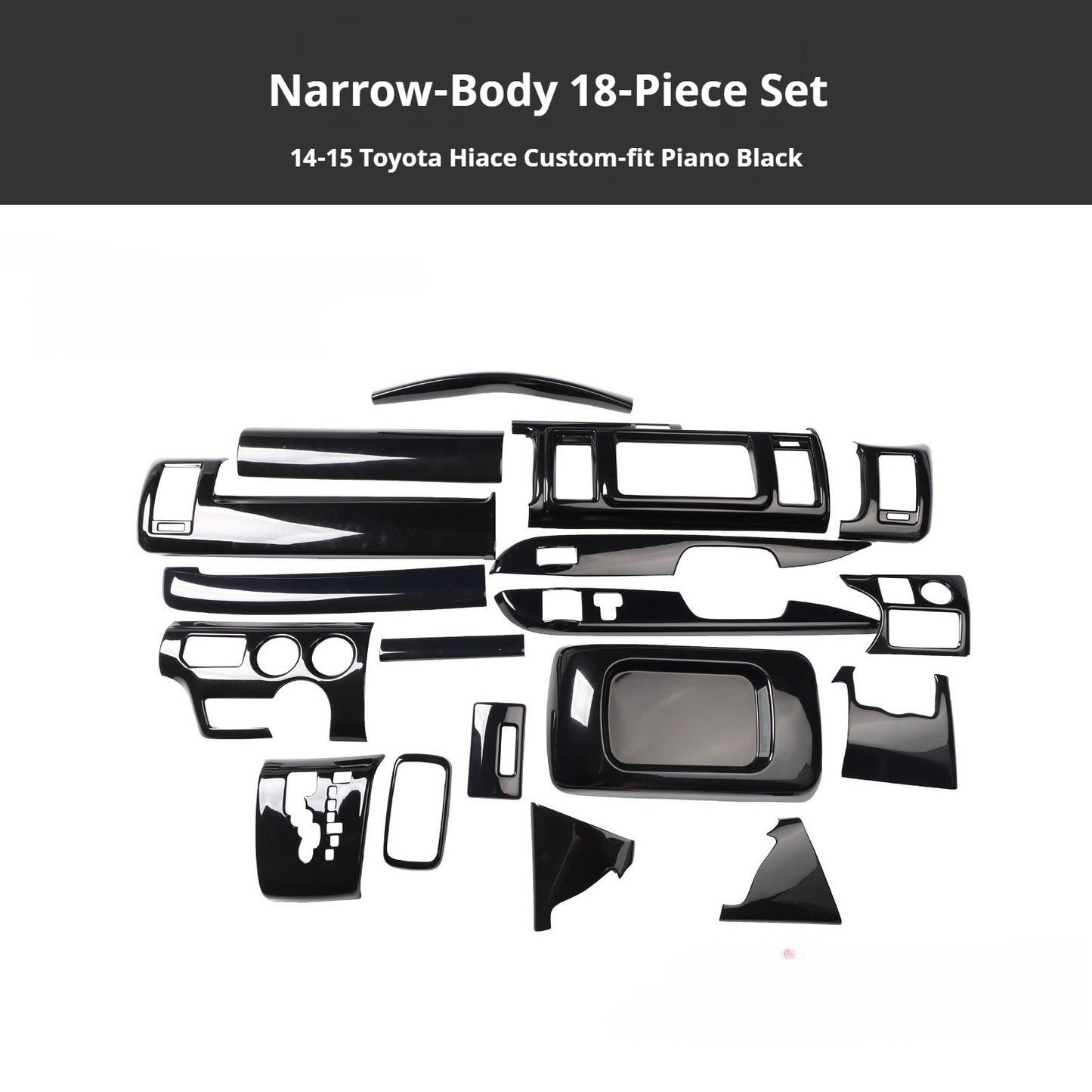 RHD 2014-2015 Toyota Hiace 200 Series Interior Modification Carbon Fiber Pattern Dashboard, Air Conditioning, and Gear Shift Trim