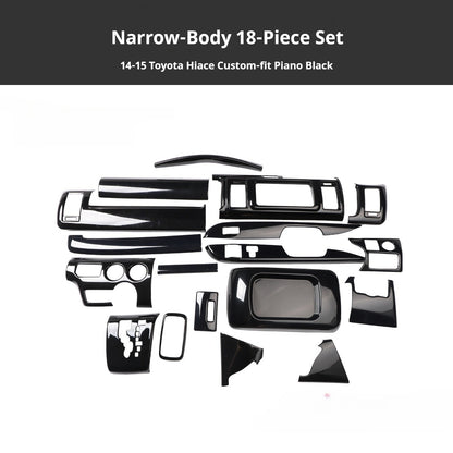 RHD 2014-2015 Toyota Hiace 200 Series Interior Modification Carbon Fiber Pattern Dashboard, Air Conditioning, and Gear Shift Trim