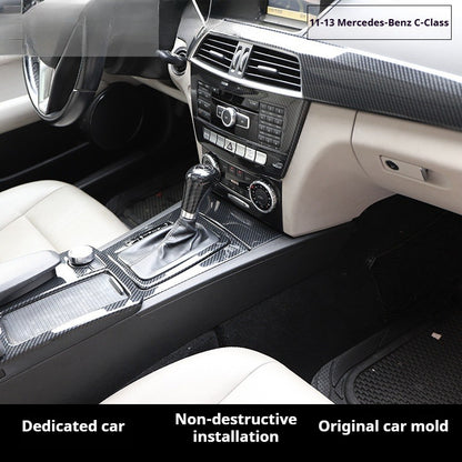 RHD 2011-2013 Mercedes-Benz C-Class 204 Interior Upgrade: Carbon Fiber-Pattern Dashboard, Center Console, and Steering Wheel Trim