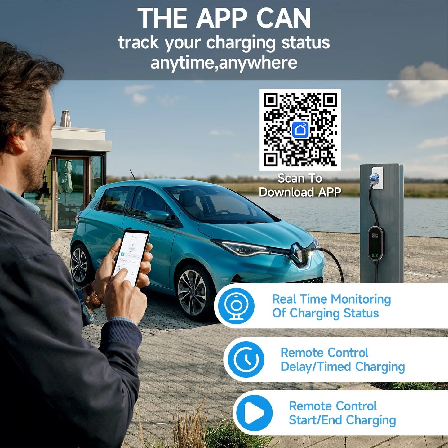 Portable EV Charger 7.2KW 32A 1Phase Wallbox