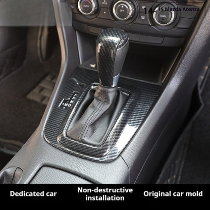 RHD 2014-2015 Mazda 3 Atenza Interior Modification Carbon Fiber Pattern Gear Shift Knob Trim Kit