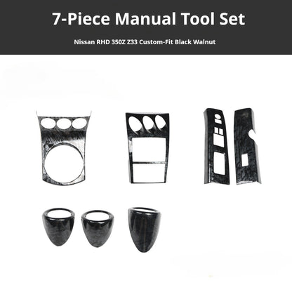 RHD 350Z Z33 Carbon Fiber and Rosewood 3D Textured Dashboard Trim Scratch-Resistant Protective Film