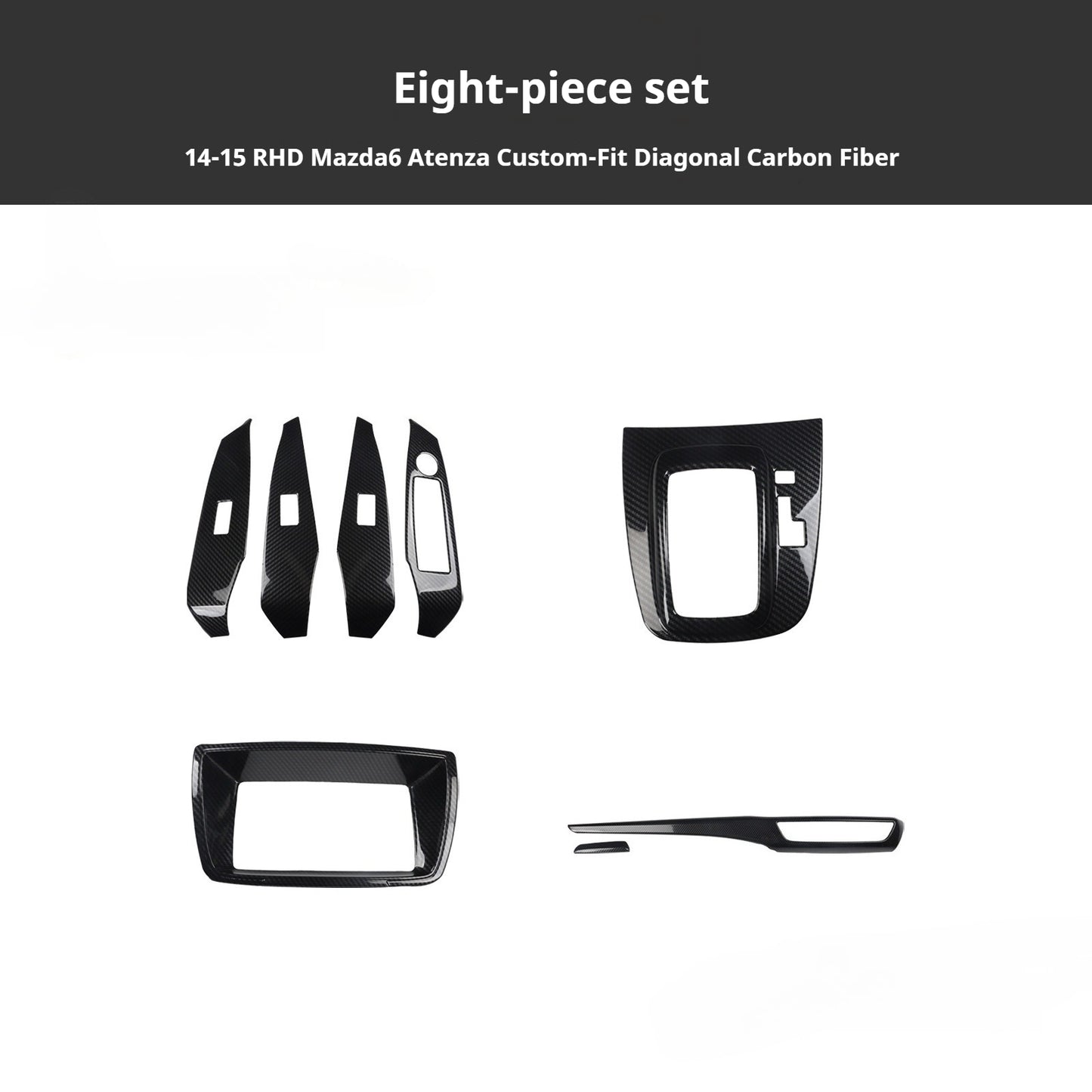 RHD 2014-2015 Mazda 3 Atenza Interior Modification Carbon Fiber Pattern Gear Shift Knob Trim Kit