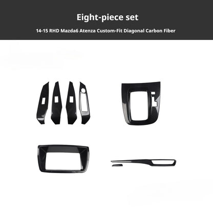 RHD 2014-2015 Mazda 3 Atenza Interior Modification Carbon Fiber Pattern Gear Shift Knob Trim Kit