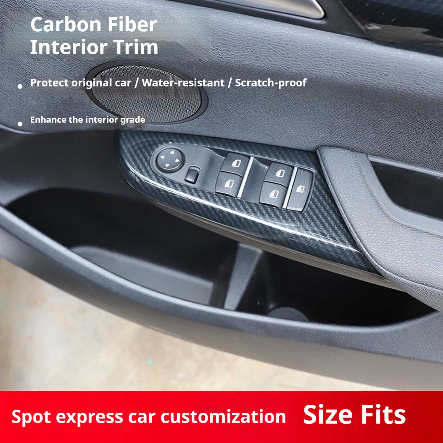 RHD 11-16 BMW X3 F25/X4 F26 Interior Modification Carbon Fiber Pattern Gear Shift Knob Frame Door Panel Trim