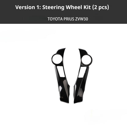 RHD Prius ZVW30 Peach Wood Carbon Fiber Pattern Dashboard, Instrument Panel, Steering Wheel, and Gear Shift Knob Interior Trim Decals