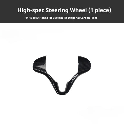 RHD 2014-2018 Honda Fit Carbon Fiber Steering Wheel, Center Console Vent, Interior Trim Kit