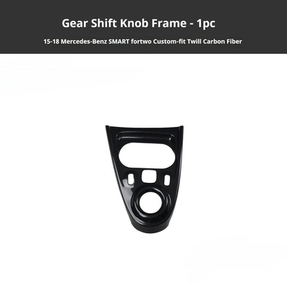 RHD 2015-2018 Smart Exclusive Interior Modification Carbon Fiber Gloss Black Painted Gear Shift Knob Trim Cover