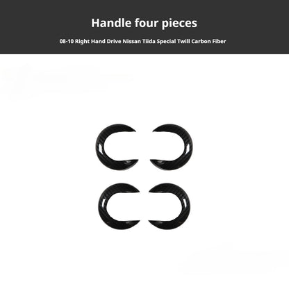 RHD 2005-2010 Nissan Tiida Walnut Carbon Fiber Pattern Manual Gear Shift Knob & Center Console Interior Protective Cover Set