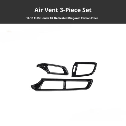 RHD 2014-2018 Honda Fit Carbon Fiber Steering Wheel, Center Console Vent, Interior Trim Kit