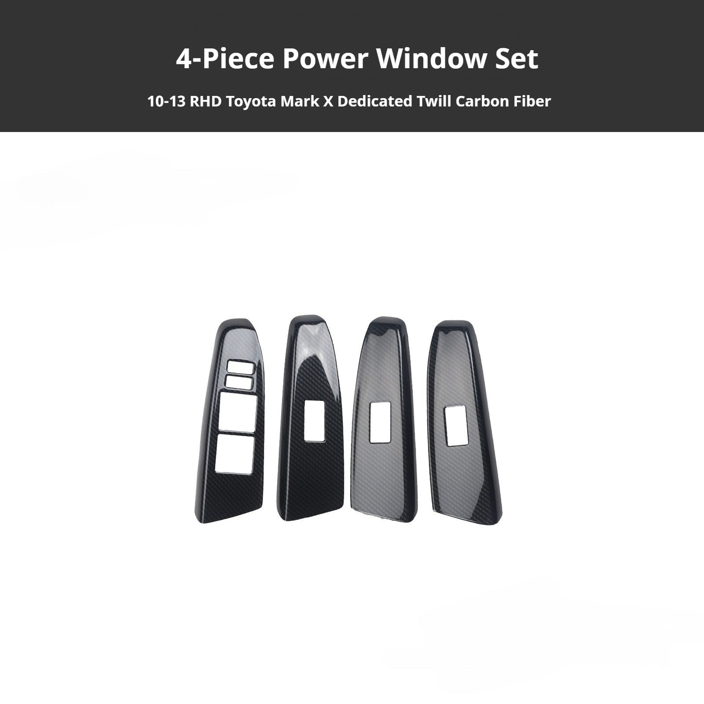 RHD 2010-2017 Reiz Carbon Fiber Gloss Black Steering Wheel Inner Grab Handle Interior Modification Kit