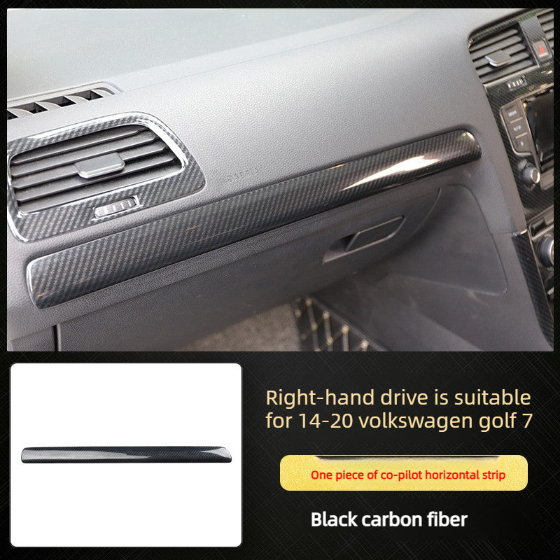 RHD 14-20 Golf 7 Carbon Fiber Trim Kit: Center Console, Gear Shift, Cup Holder Frame, Headlight Switch, Interior Trim