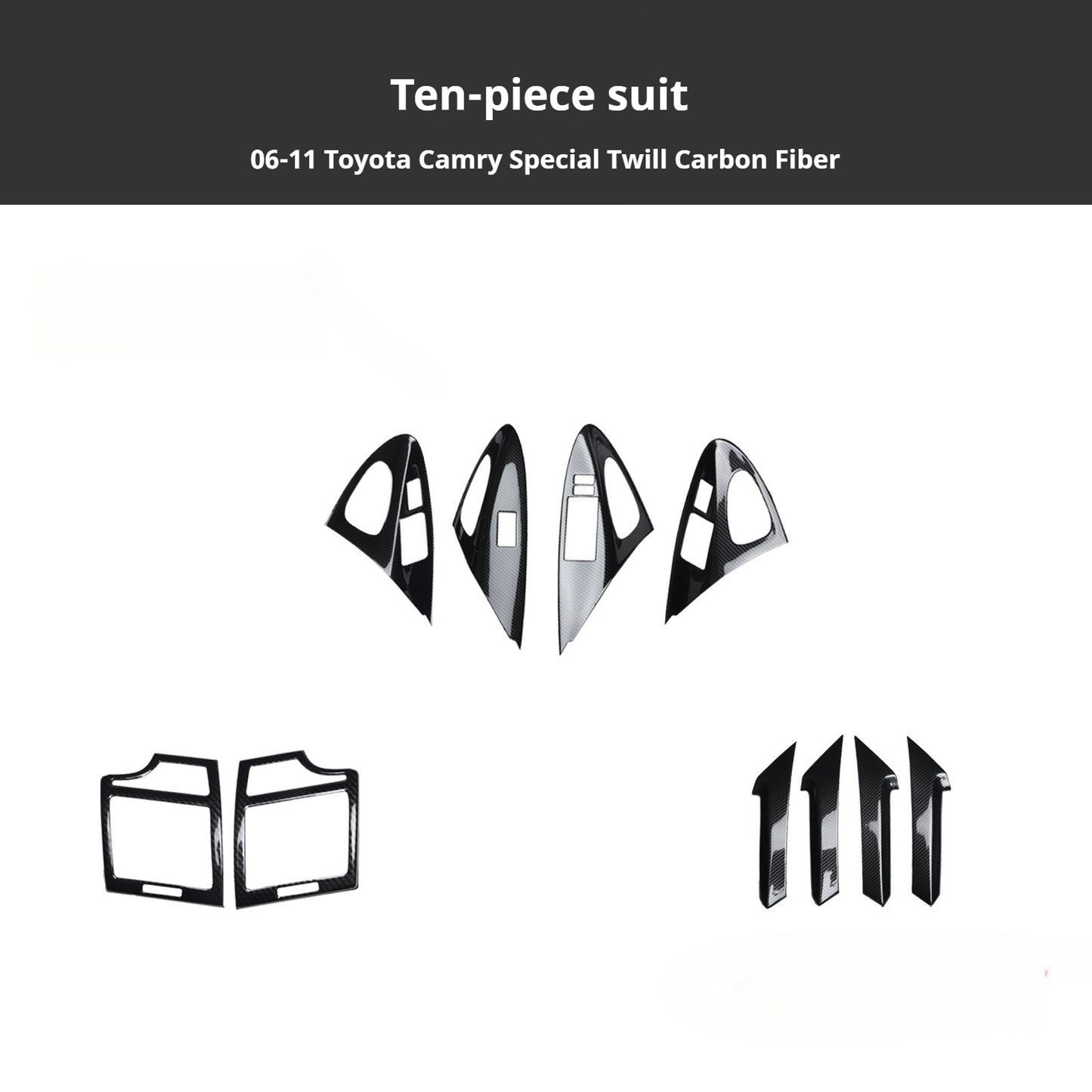 RHD 2006-2011 6th Generation Camry Interior Modification Peach Wood Carbon Fiber Pattern Air Vent Trim