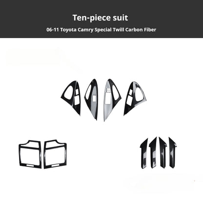 RHD 2006-2011 6th Generation Camry Interior Modification Peach Wood Carbon Fiber Pattern Air Vent Trim