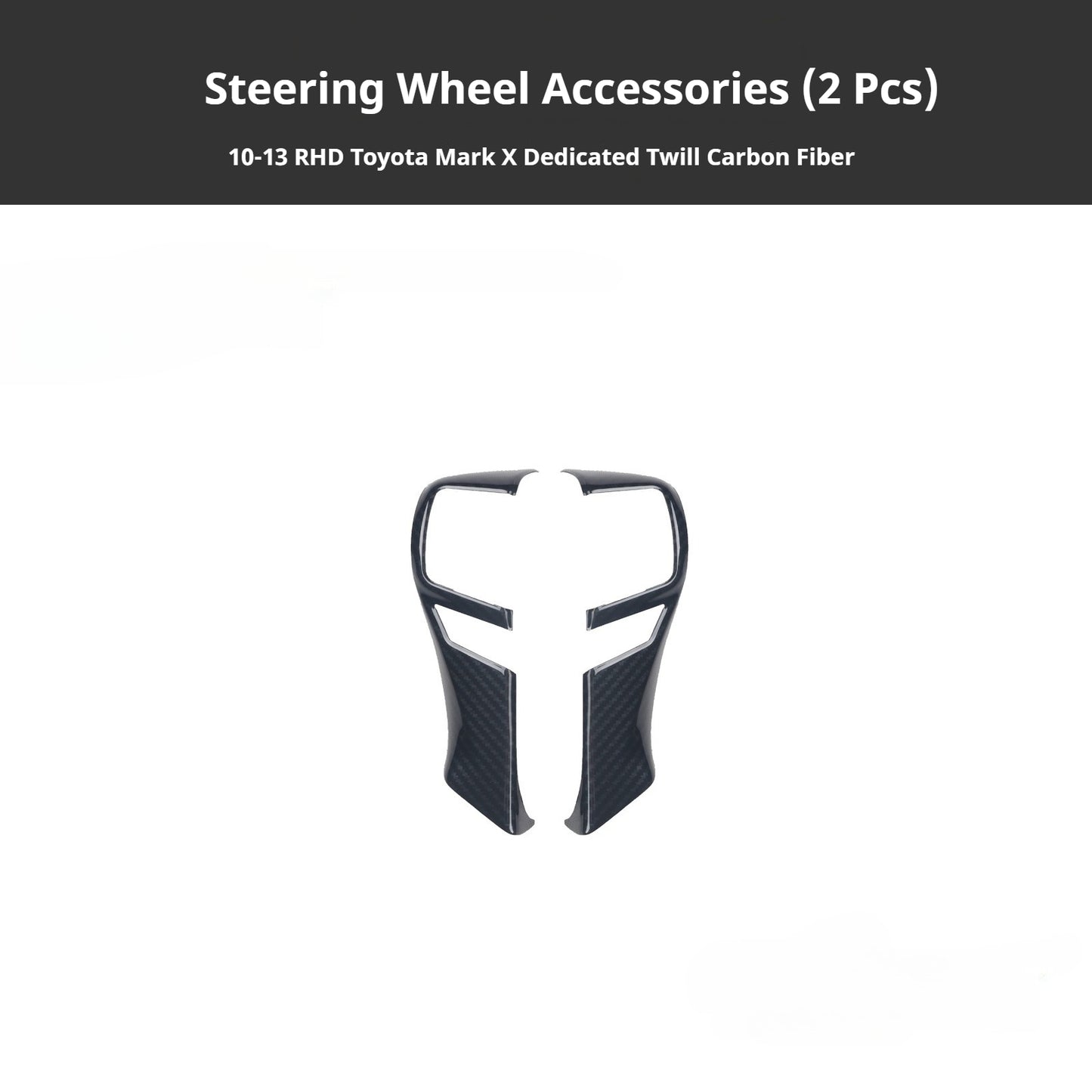 RHD 2010-2017 Reiz Carbon Fiber Gloss Black Steering Wheel Inner Grab Handle Interior Modification Kit