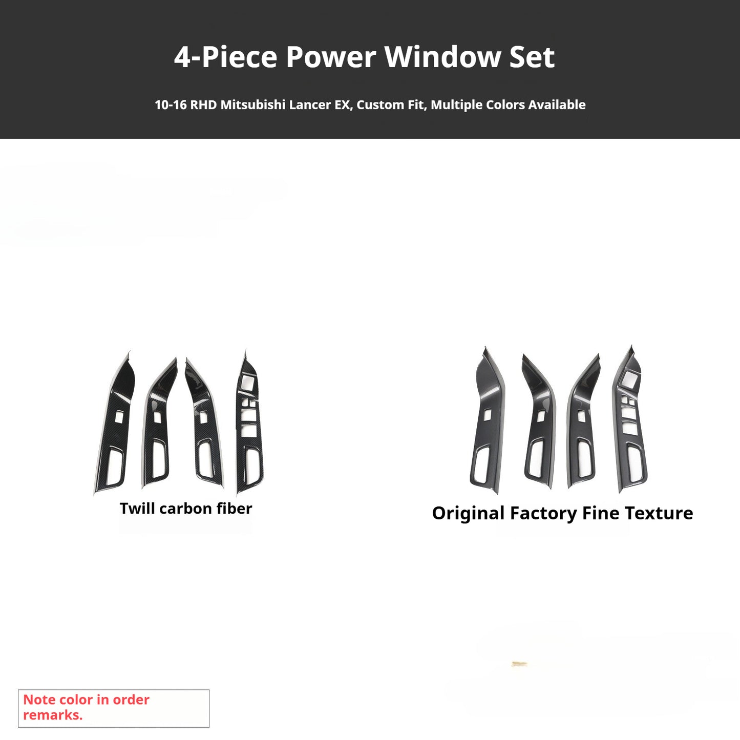 RHD 10-16 Mitsubishi Lancer EVO Interior Modification Carbon Fiber and Rosewood Steering Wheel & Window Trim Decals