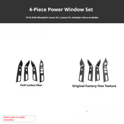 RHD 10-16 Mitsubishi Lancer EVO Interior Modification Carbon Fiber and Rosewood Steering Wheel & Window Trim Decals