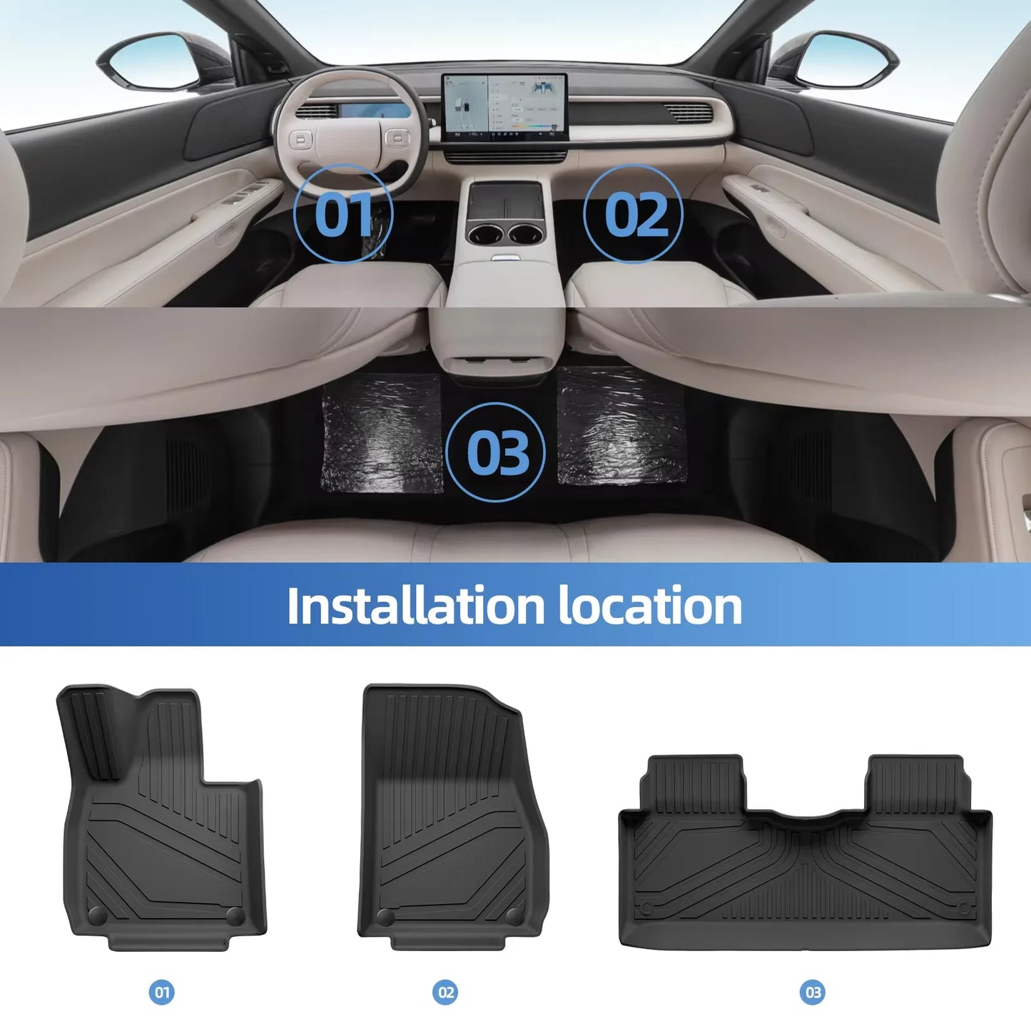 Xpeng G6 Car Floor Mats Cargo Liner Trunk Pad TPE 3D Xiaopeng Foot Mat
