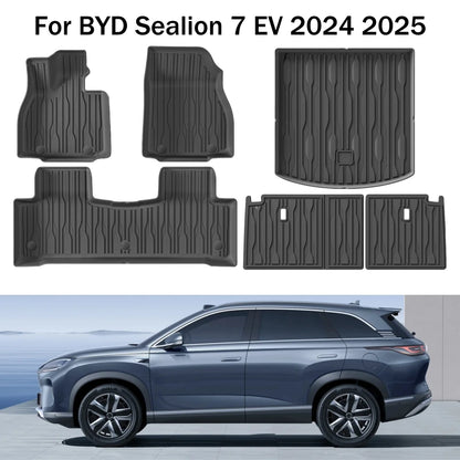 Alfombrillas para BYD Sealion 7 EV 2024-2025 con volante a la derecha, revestimiento de maletero, almohadilla de TPE 3D 