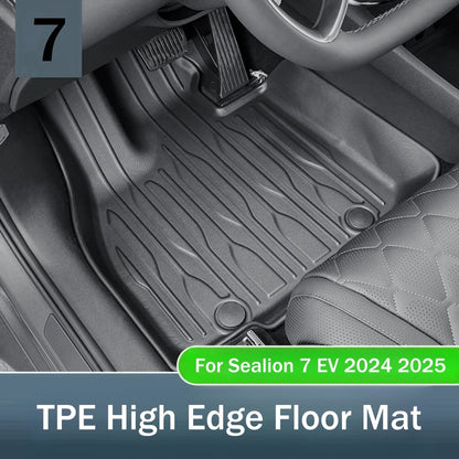 Alfombrillas para BYD Sealion 7 EV 2024-2025 con volante a la derecha, revestimiento de maletero, almohadilla de TPE 3D 