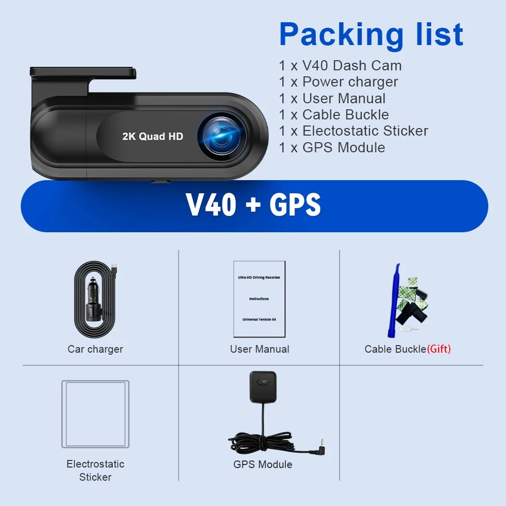 2K Front Dash Cam for Car