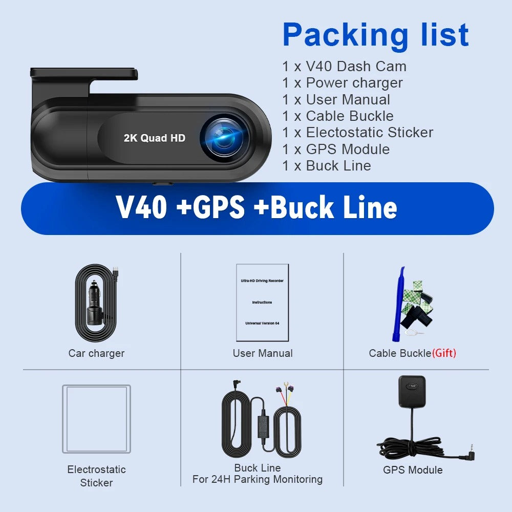 2K Front Dash Cam for Car